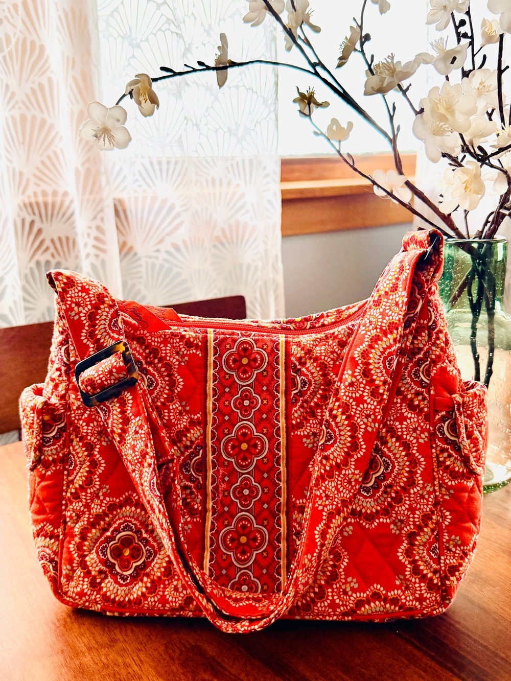 Vera Bradley Red Quilted Floral Shoulder Bag